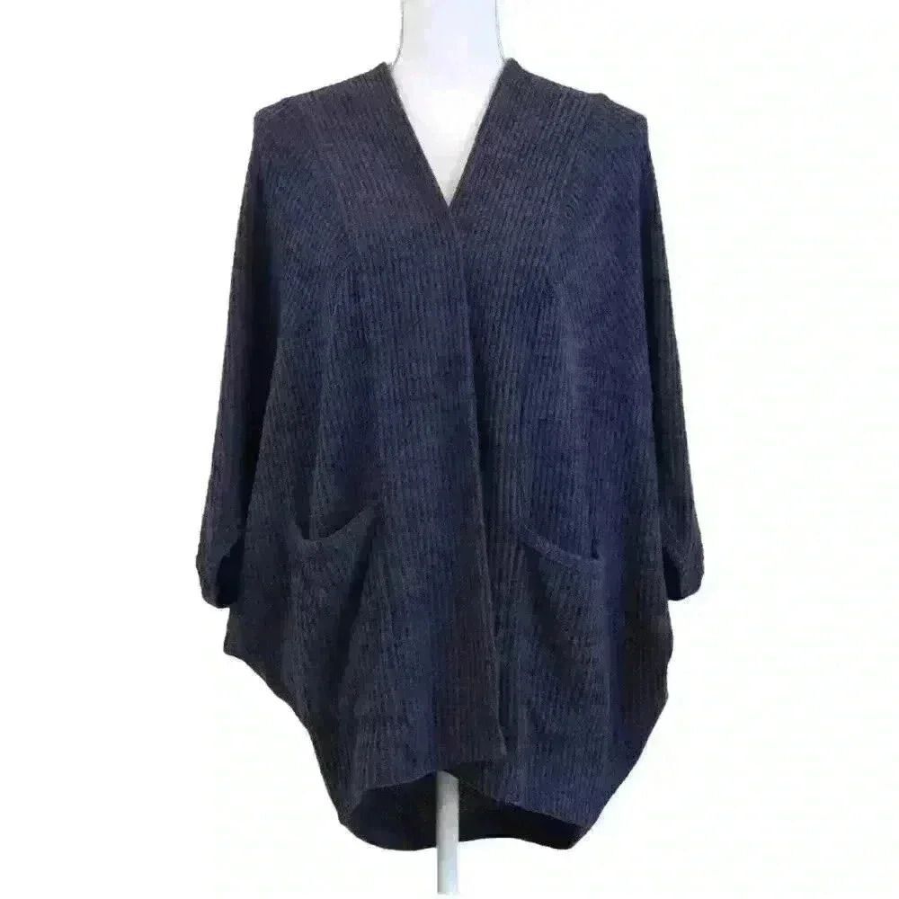 Michael Stars Dark Blue Waffle-Knit Dolman Cardigan –‎ Size Small